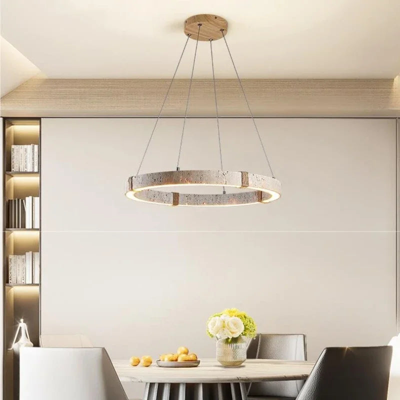 Natural stone pendant LED chandelier for dining or living room