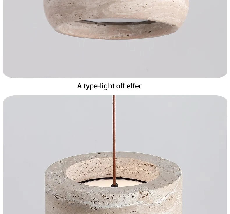 Yellow Travertine Hanging Chandelier — Wabi-Sabi Natural Stone