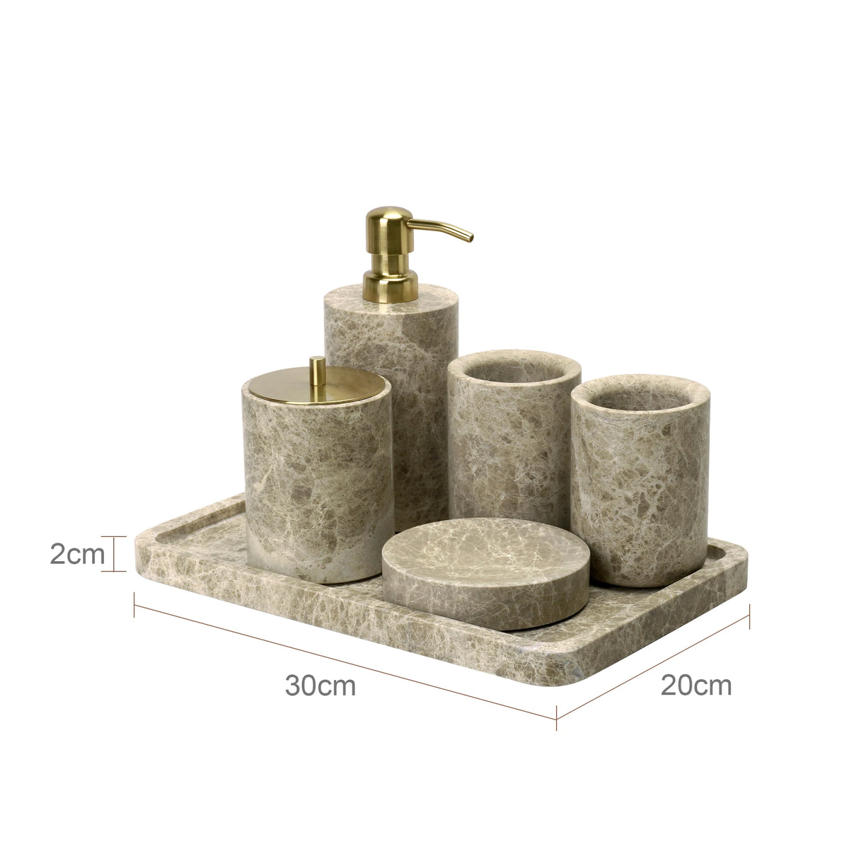 Emperador Marble Bathroom Accessory Set — 8-Piece