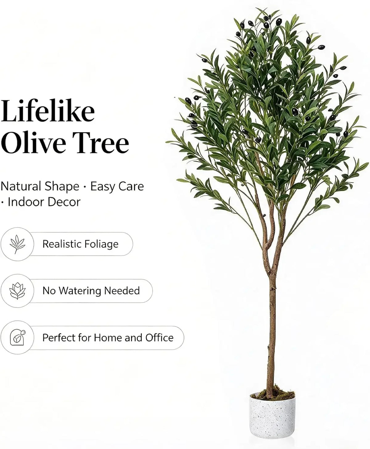 Artificial Olive Tree Branches — 4.3FT, No Pot, Lifelike Fruit Accents