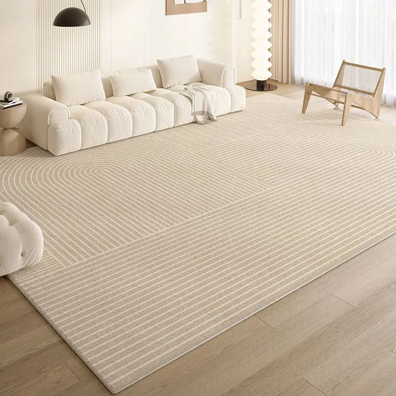 Cream Minimalist Textured Area Rug — Soft Anti-Slip — lifestyle view