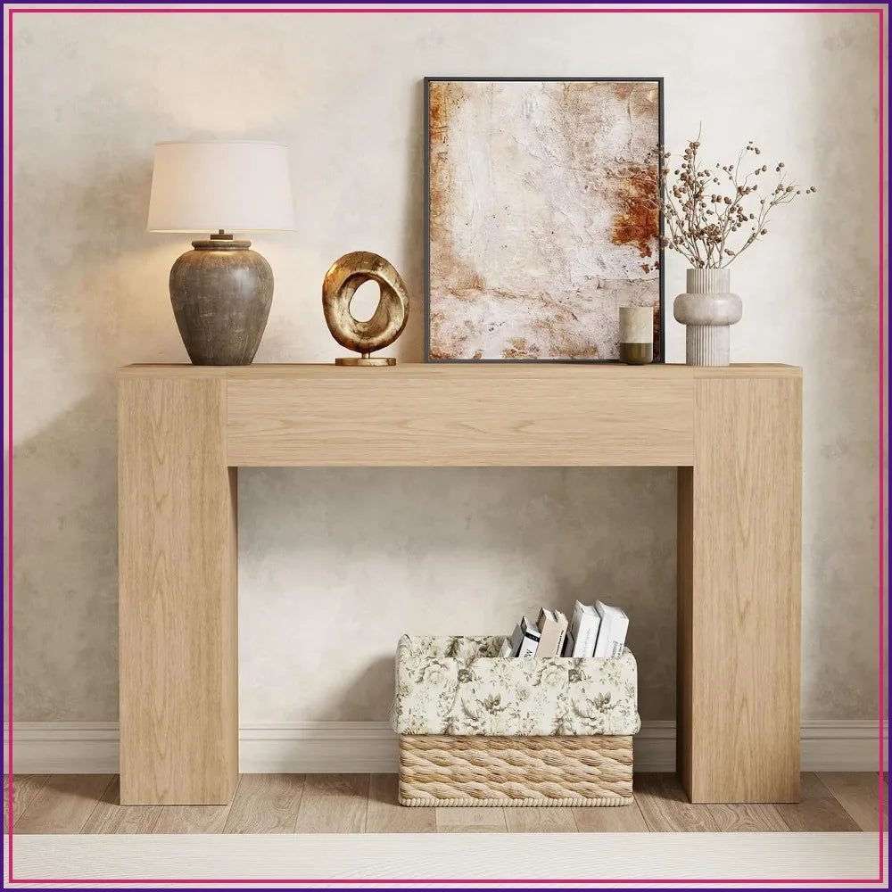 Narrow wood console table for entryway, 43 inches