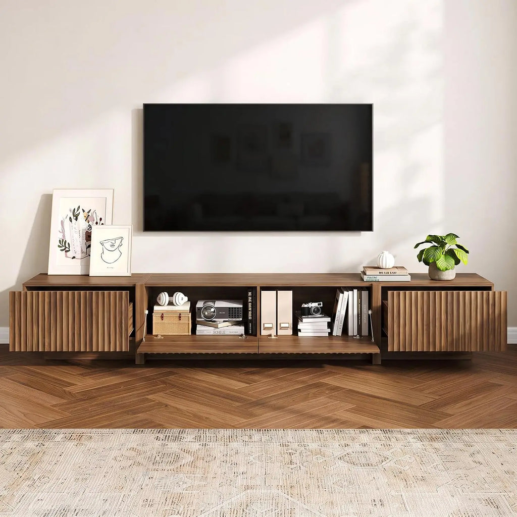 Fluted Walnut TV Stand — 98"