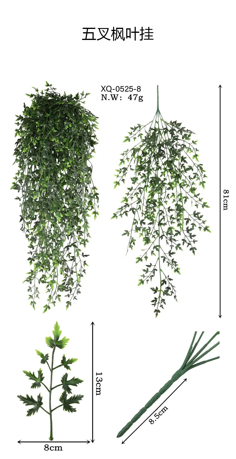 Persian fern Leaves Vines Home Room Decor Hanging Artificial Plant Plastic Leaf Grass Wedding Party Wall Balcony Decoration — image 15