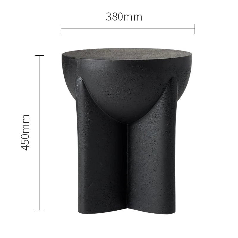 Outdoor Cream Stone Side Table - Weatherproof Modern