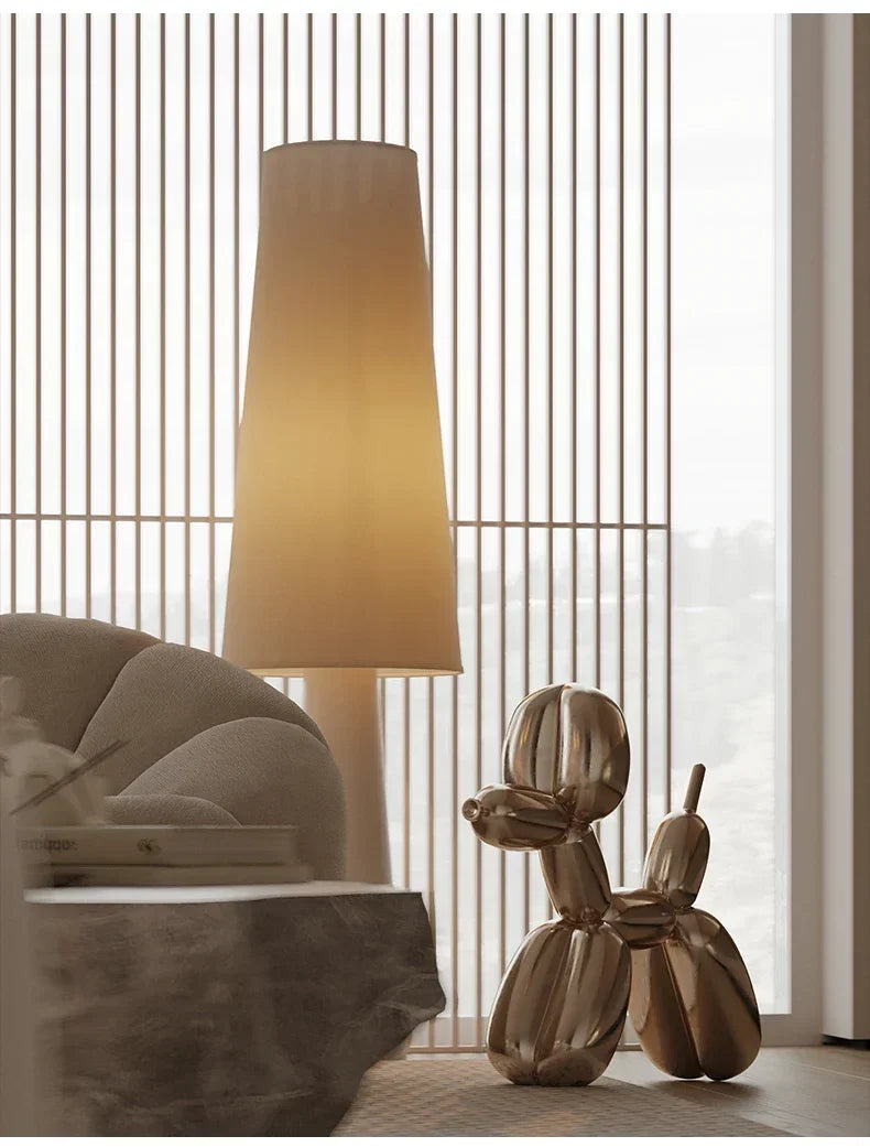 Cream fabric floor lamp — design detail view