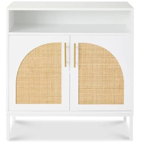Rattan Storage Cabinet — 2-Door Accent Cupboard