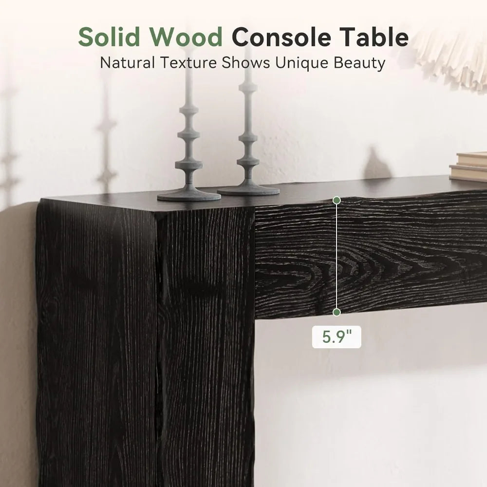 Solid wood console table in black farmhouse silhouette