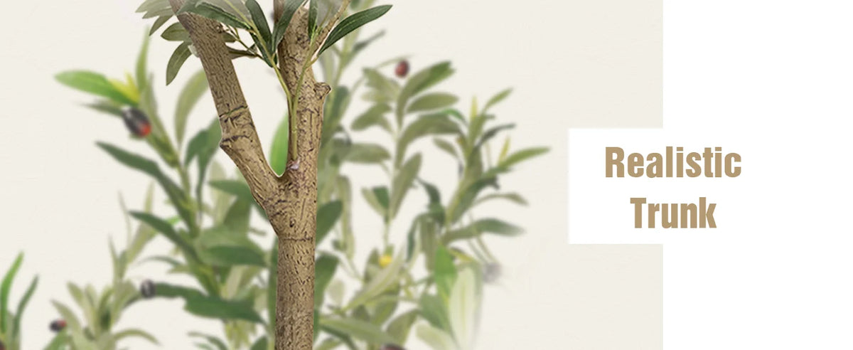 5/6/7/8 Olive Trees Artificial Indoor Faux Olive Tree with Black Pot Silk Fake Plant with Natural Wood Trunk and Lifelike Fruits for Home Office Decor — image 9