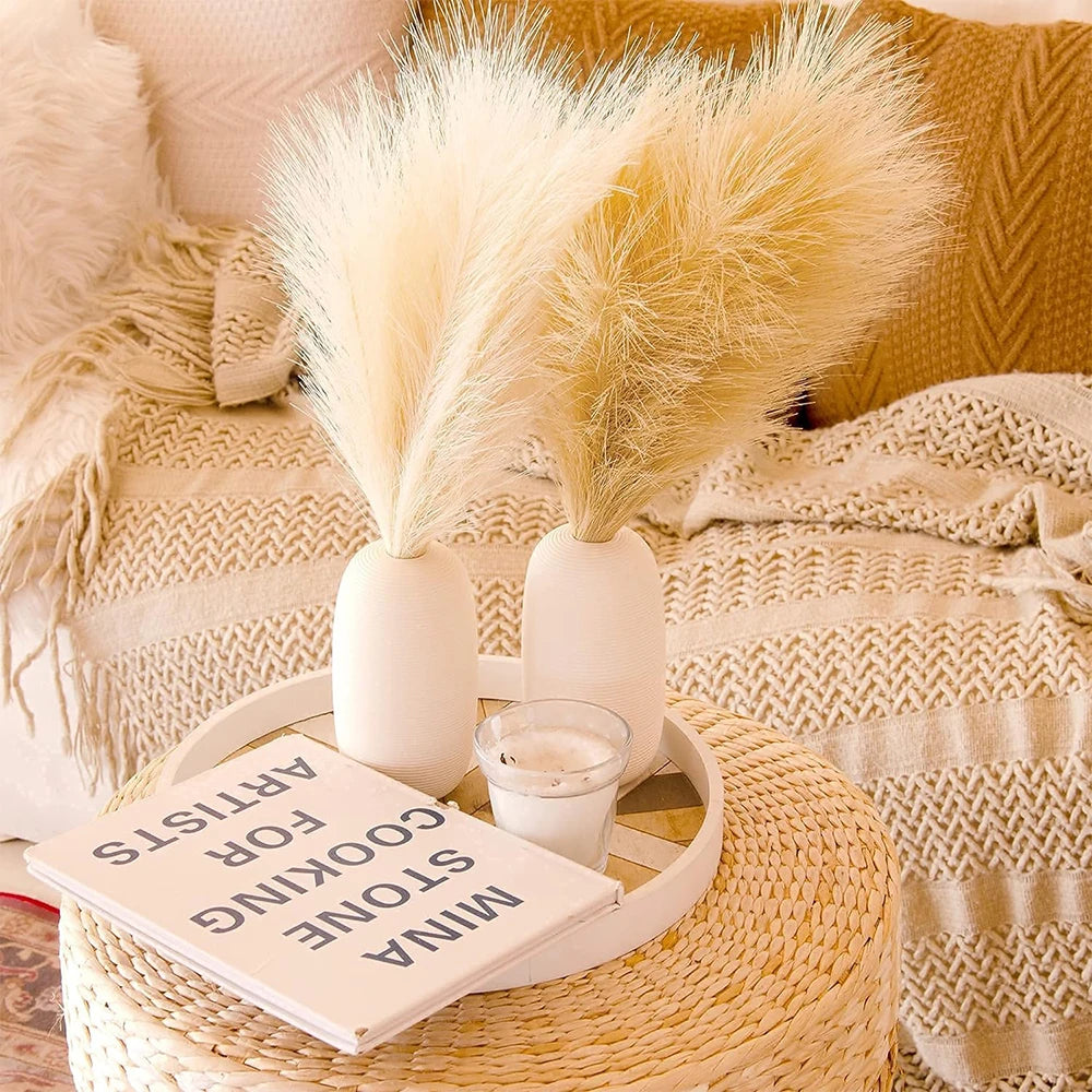 Fluffy Pampas Grass Bundle — Boho Faux Reed Decor, 16.5in