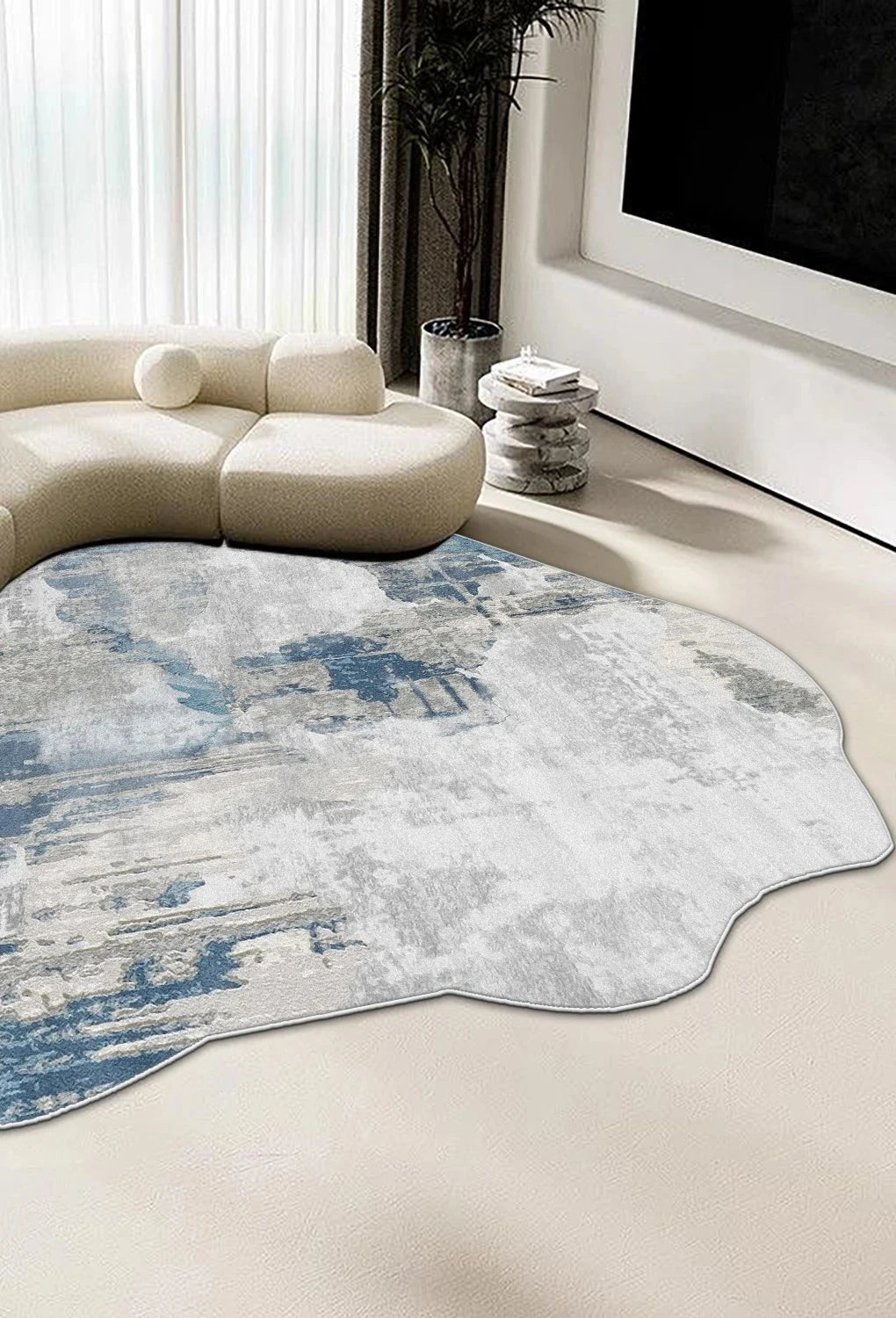 Modern Abstract Irregular Carpet for Living Room Decoration Home Machine Washable Fluffy Rugs Thickened Bedroom Soft Floor Mat — close-up detail