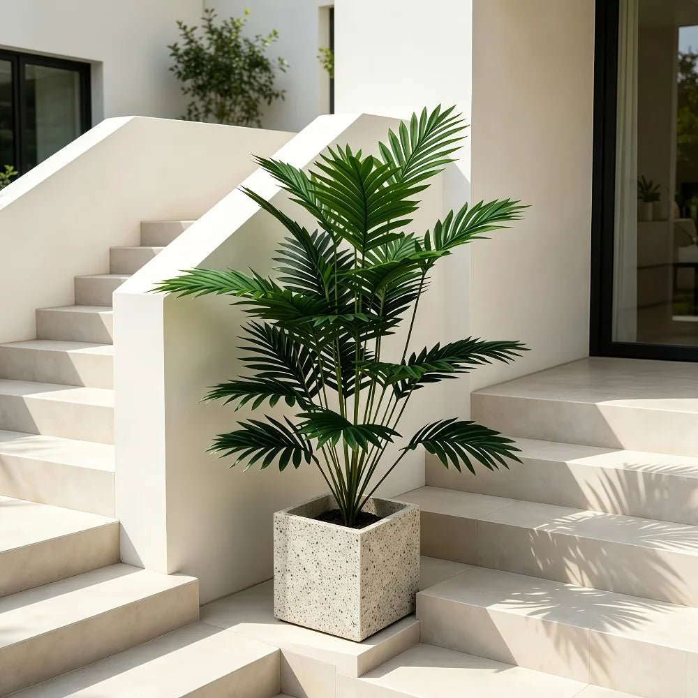 1PC 128CM Large Artificial Palm Tree Tropical Green 24Leaves Fake Plants Plastic Monstera Faux Tree Branch for Home Decor — alternate angle