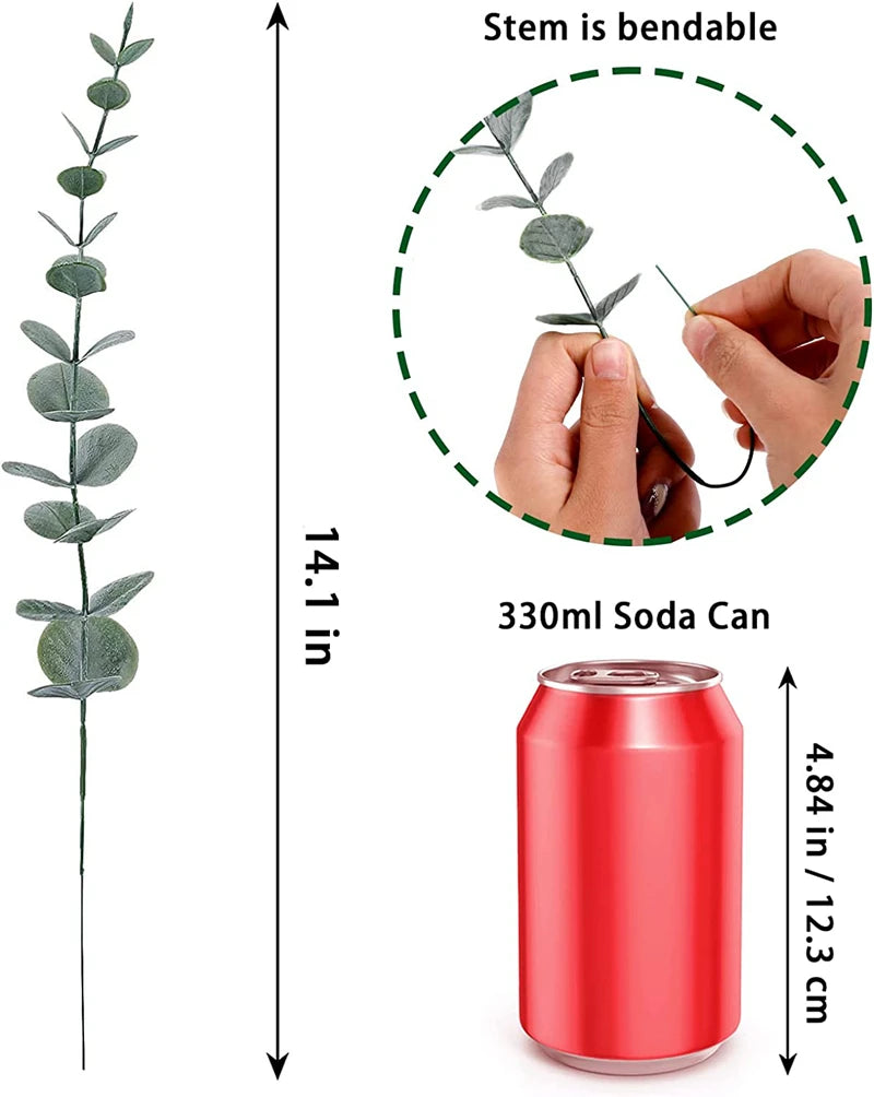 Faux Eucalyptus Leaf Stems — 10 or 20-Piece Bundle