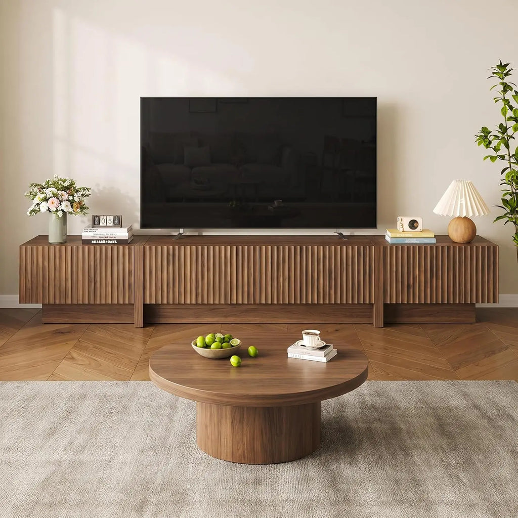 Fluted Walnut TV Stand — 98"