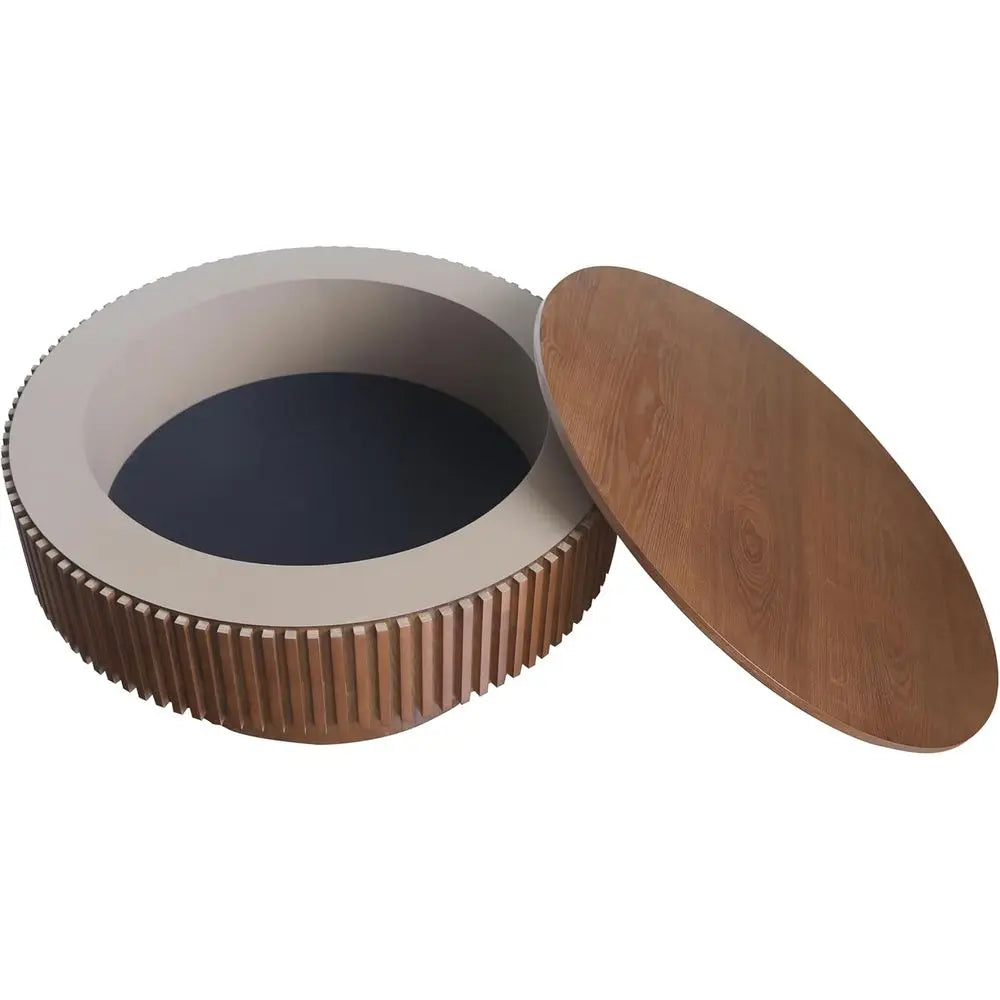 Round Drum Coffee Table with Storage — 31.5"