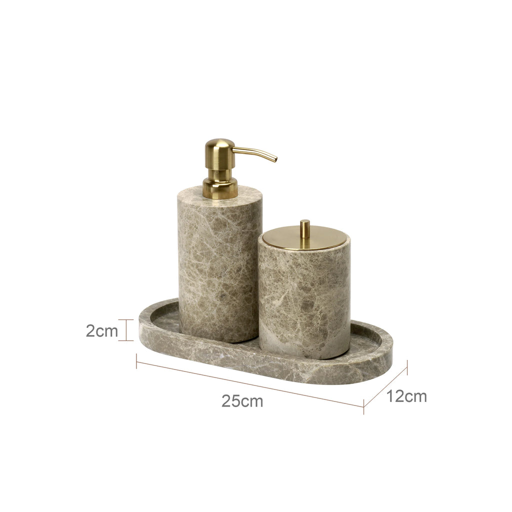 Emperador Marble Bathroom Accessory Set — 8-Piece