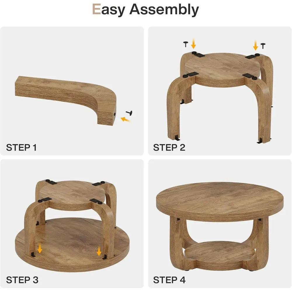Two-Tier Round Storage Coffee Table