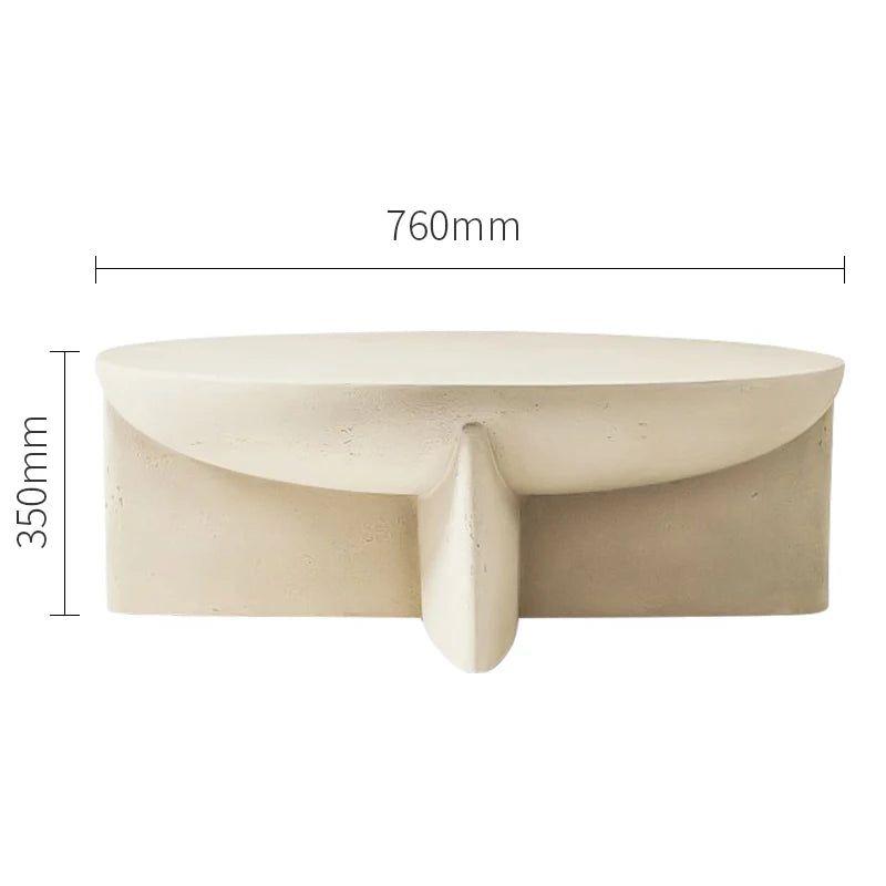 Outdoor Cream Stone Side Table - Weatherproof Modern