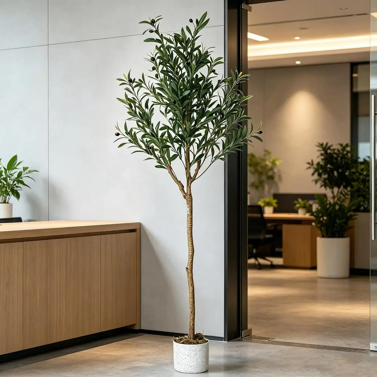 Artificial Olive Tree Branches — 4.3FT, No Pot, Lifelike Fruit Accents