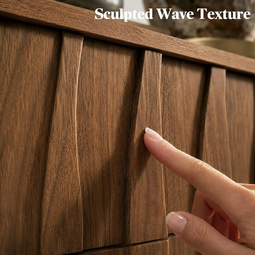 Mid-Century Walnut Nightstand Set of 2, Wave-Front