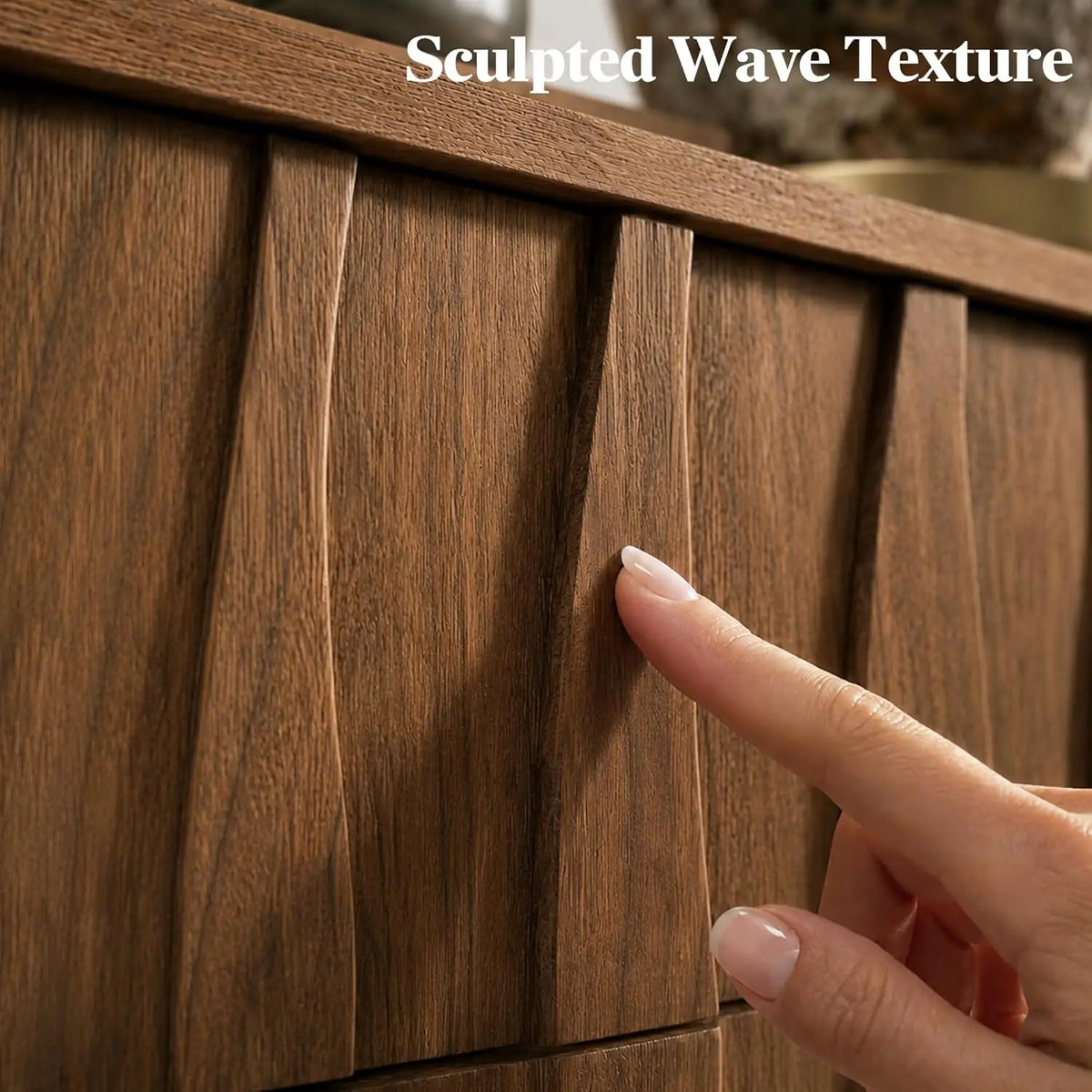 Mid-Century Walnut Nightstand Set of 2, Wave-Front