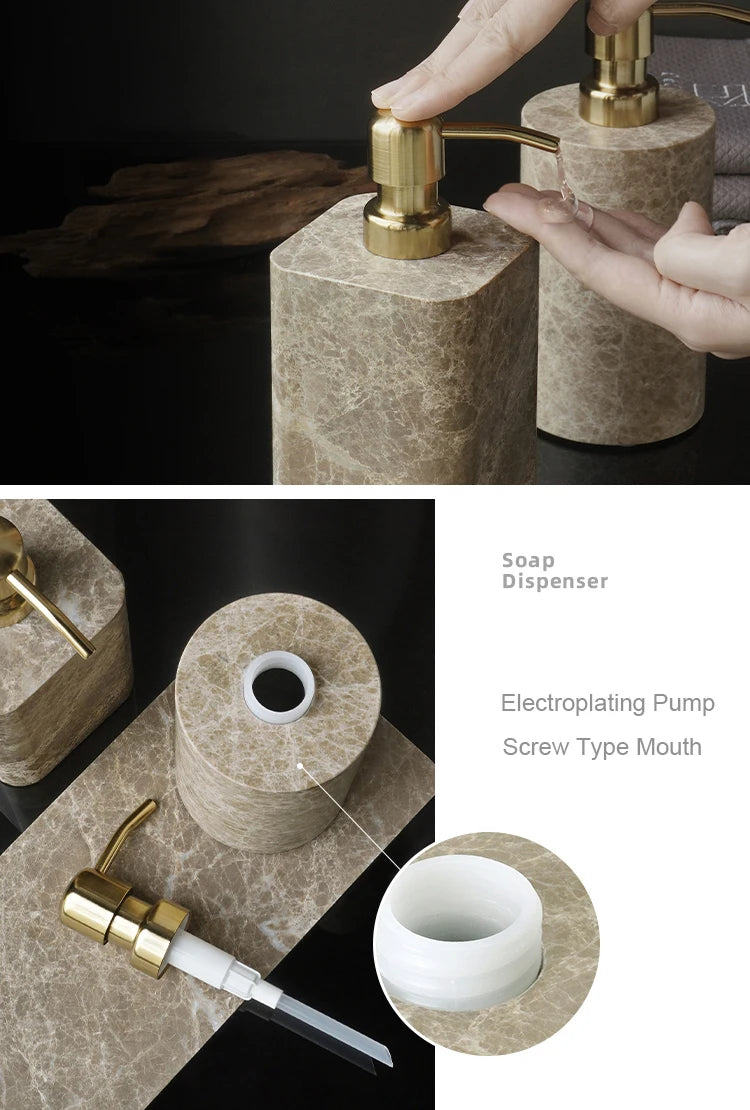 Emperador Marble Bathroom Accessory Set — 8-Piece