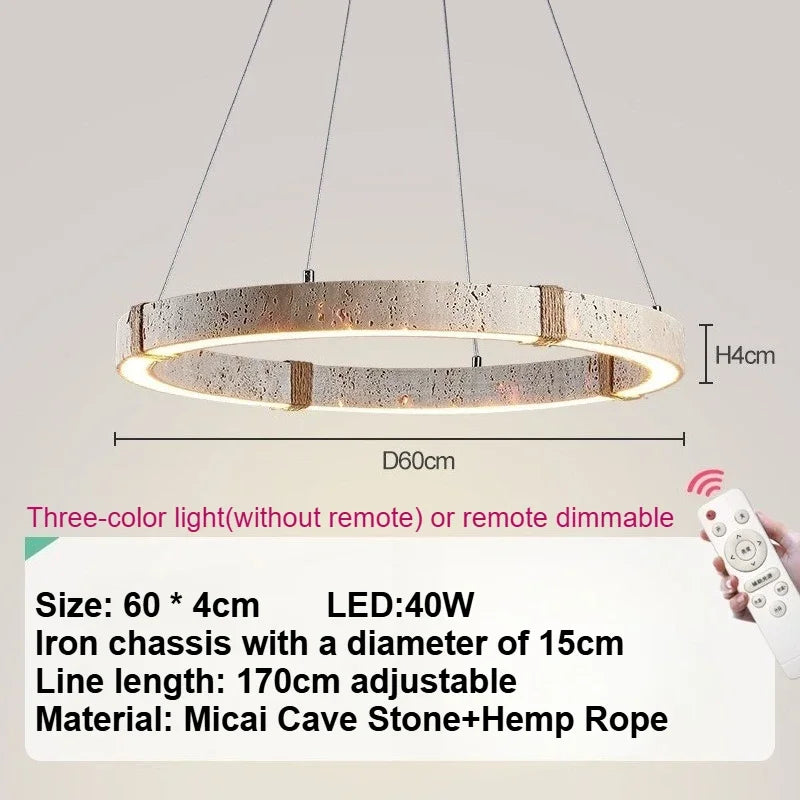 Natural stone pendant LED chandelier for dining or living room