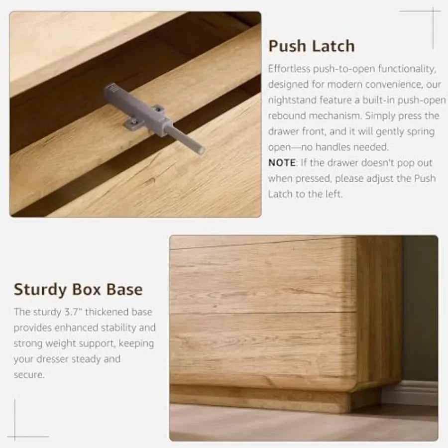 6-Drawer Dresser — 42" Tall Push-to-Open Wood Chest