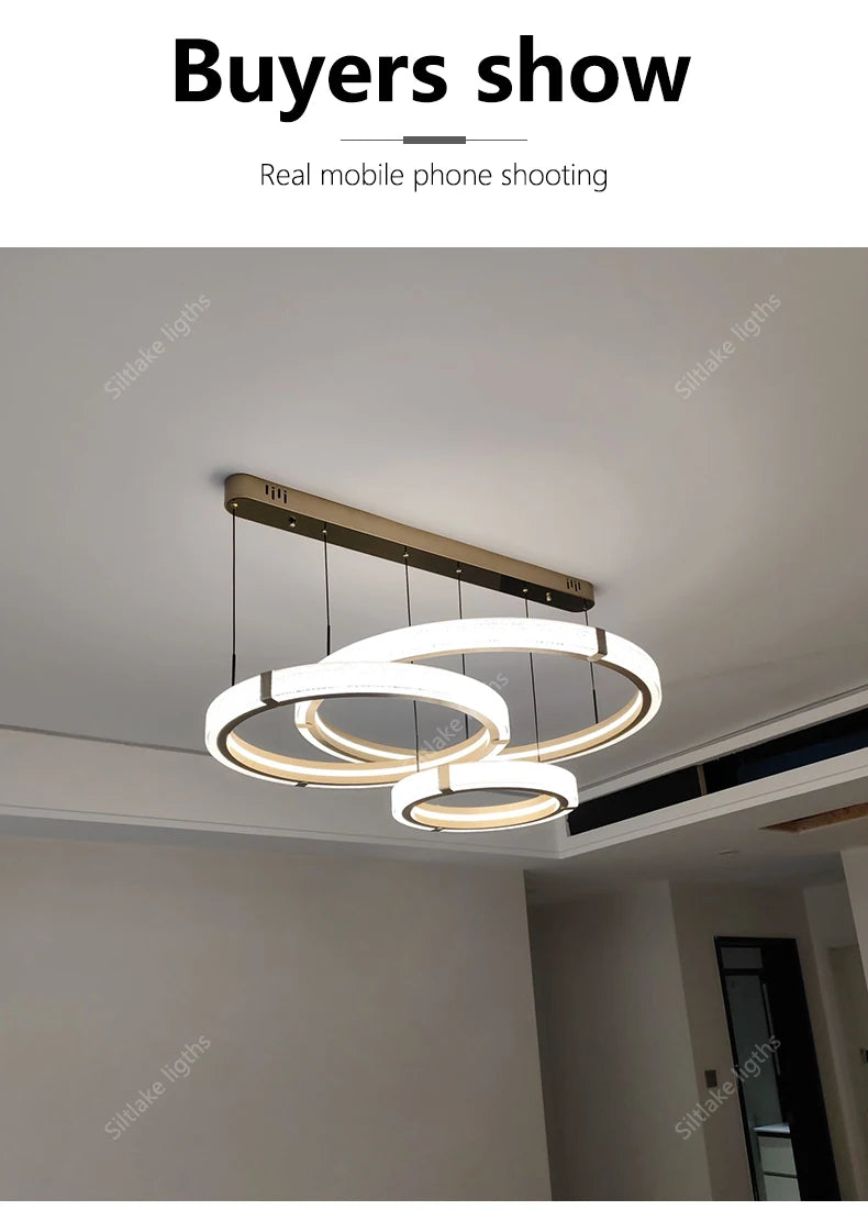 Modern Round Ring Chandelier — Aluminum & Acrylic Ceiling Light