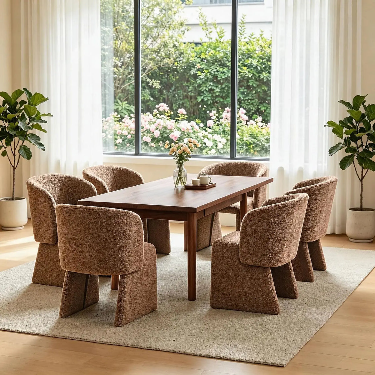 Mid-Century Upholstered Dining Arm Chairs — Set of 4