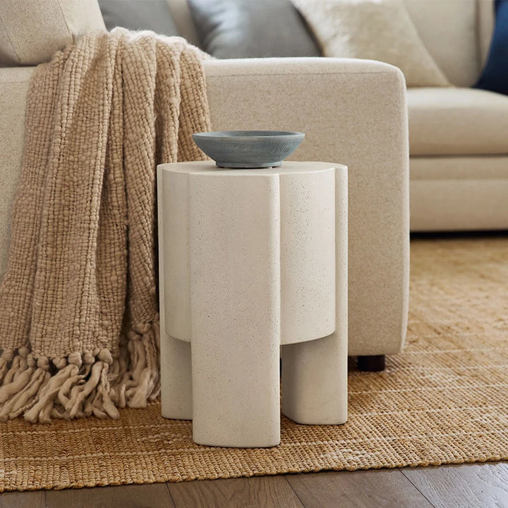 Cream Stone Round Coffee Table - French Minimalist — main product view