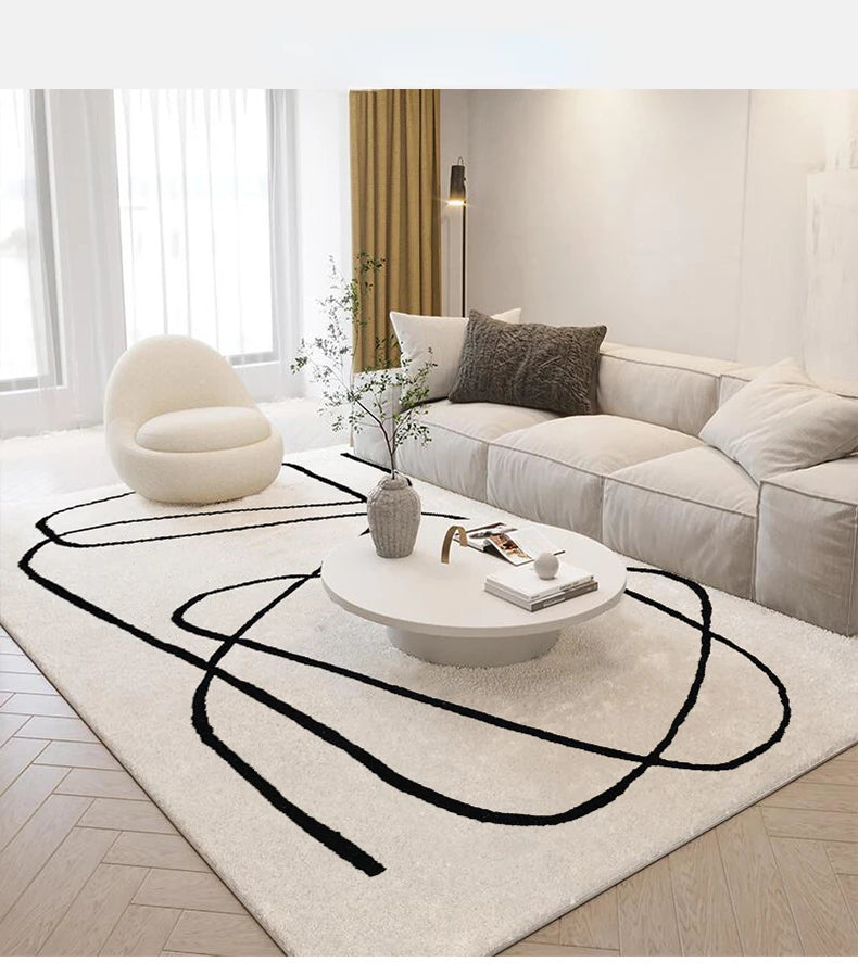 Nordic Abstract Plush Area Rug — Soft Non-Slip — usage view