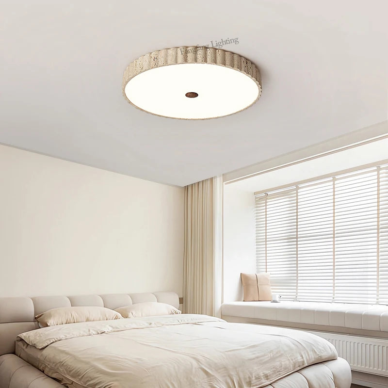 Travertine Full-Spectrum LED Ceiling Lamp — Natural Stone Pendant