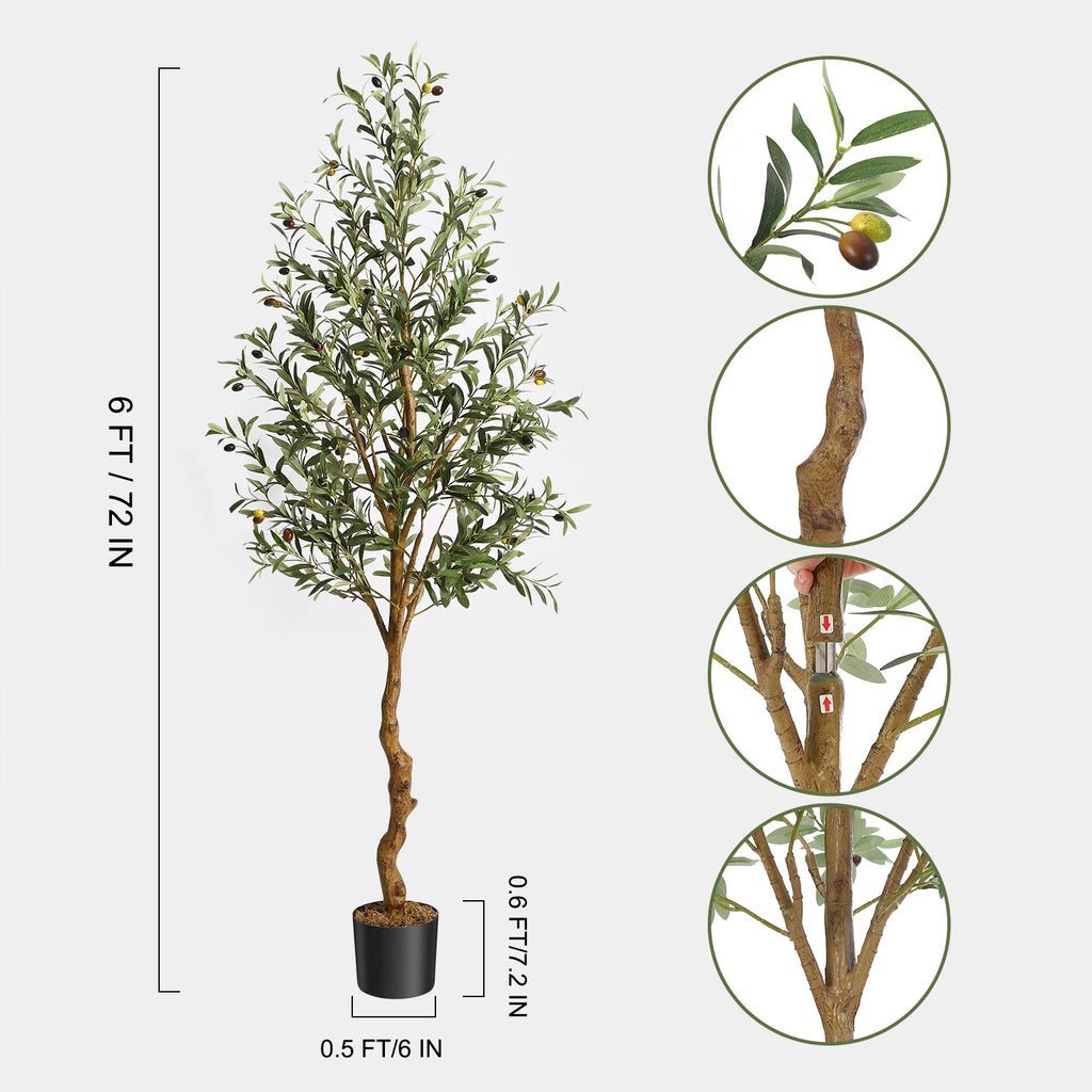 1Pc/2Pcs Artificial Olive Tree 4ft / 5ft / 6ft, Large Artificial Plants Fake Plastic Plants in Pot for Home Bedroom Decor — image 9