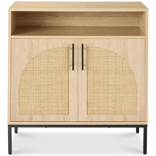 Rattan Storage Cabinet — 2-Door Accent Cupboard