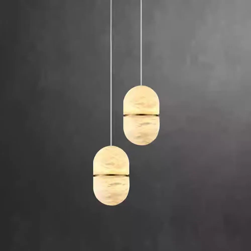 Sculptural Marble Chandelier - Brass & Alabaster