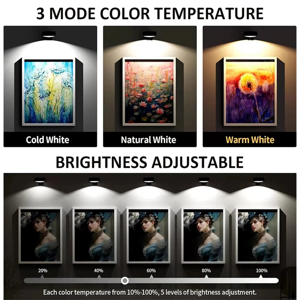 Wireless Picture Light — Battery-Operated Art Display Lamp