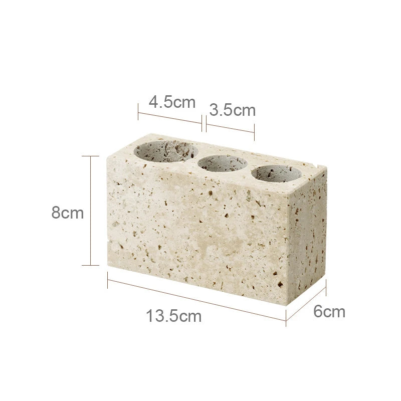 Travertine Bathroom Accessory Set — Soap, Tray & Tissue Box