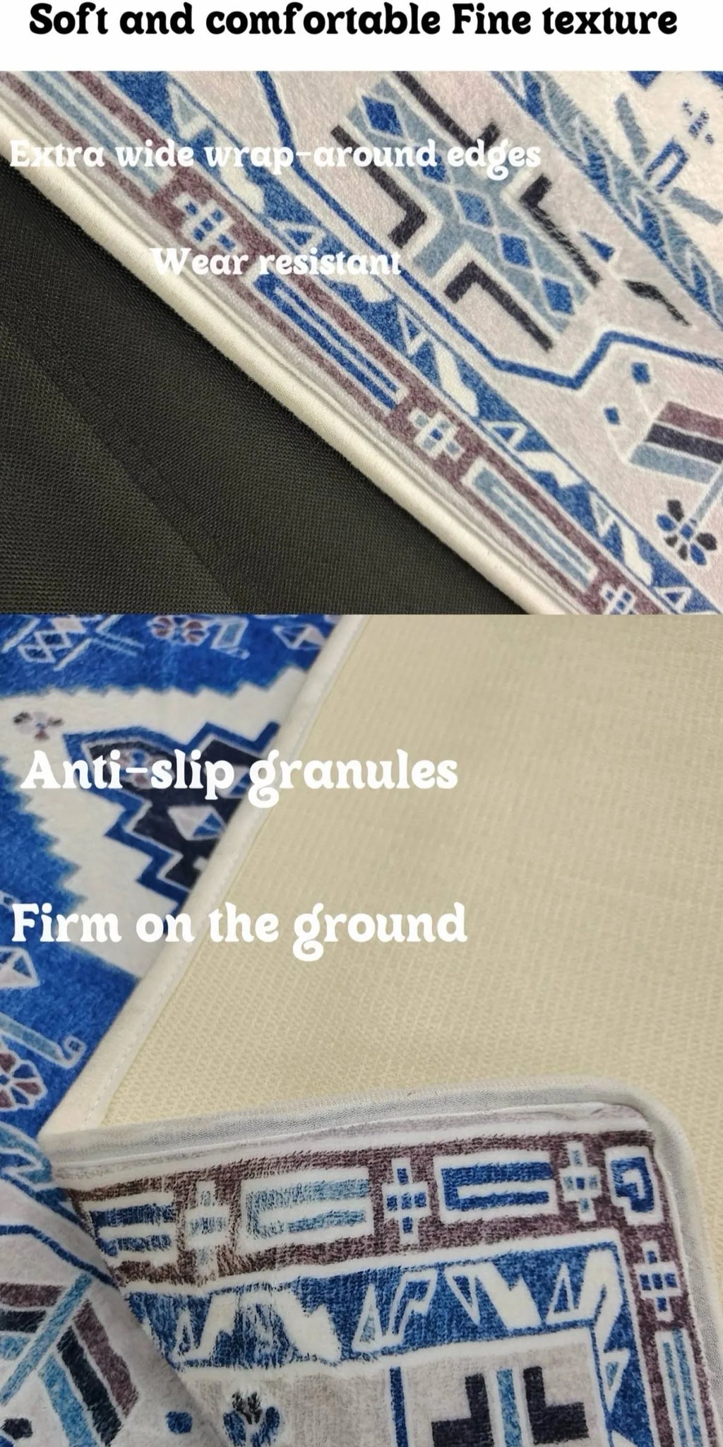 Faux Cashmere Coffee Table Mat — Anti-Slip Cream — specification view
