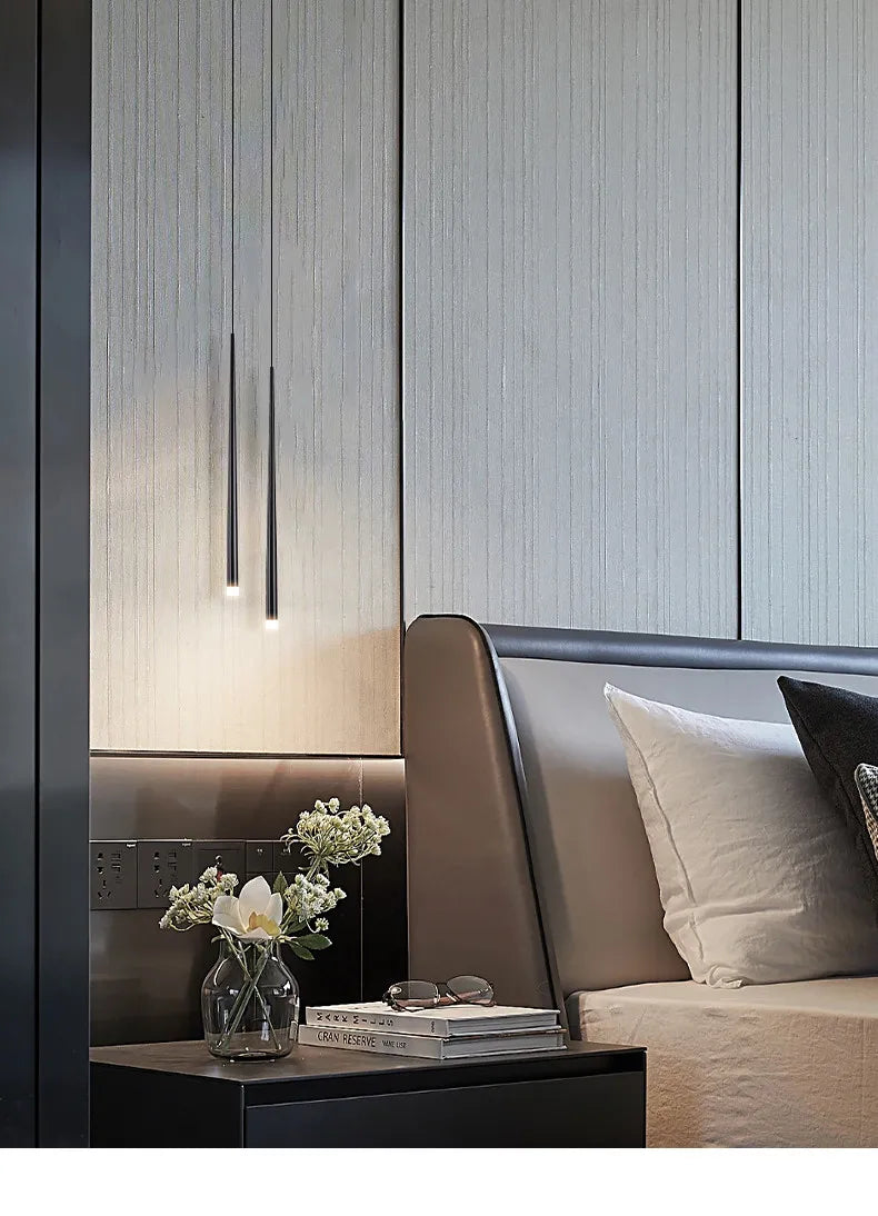 Bedside Chandelier Modern Minimalist Nordic Bedroom Minimalist Long Line Light Luxury Personality Creative Small Chandelier — feature detail