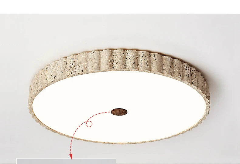 Travertine Full-Spectrum LED Ceiling Lamp — Natural Stone Pendant