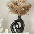 Faux-Ceramic Resin Vase Duo — Black & White