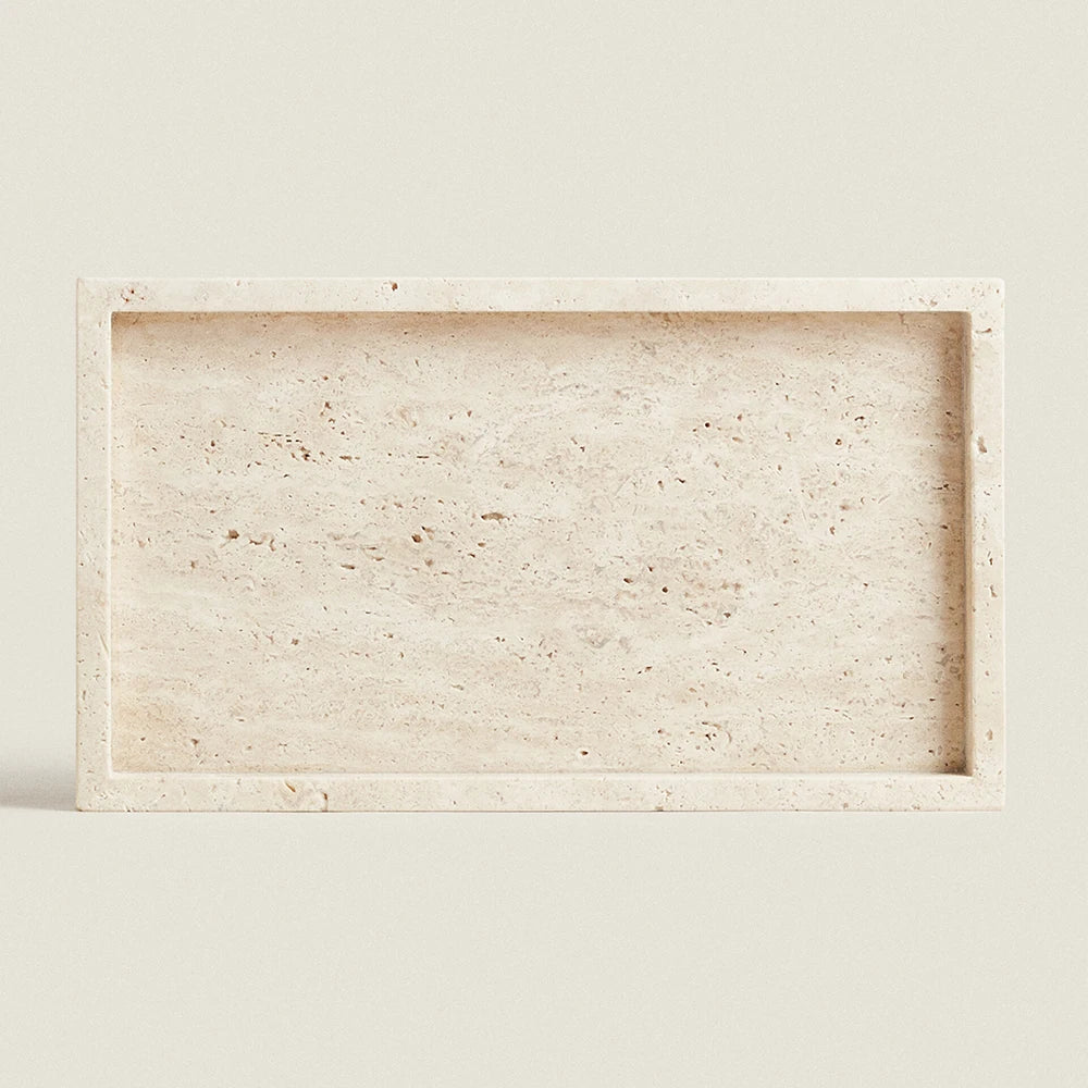 Travertine Vanity Tray — Rectangle Sink Organizer