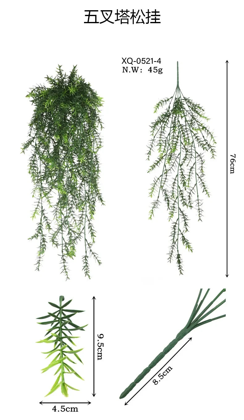 Persian fern Leaves Vines Home Room Decor Hanging Artificial Plant Plastic Leaf Grass Wedding Party Wall Balcony Decoration — image 11
