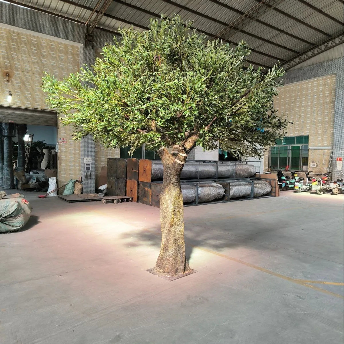 Large Simulated Olive Tree, Decorative Tree for Shopping Malls & Hotels, Fiberglass Artificial Olive Tree with Fruit, Artificial — room setting