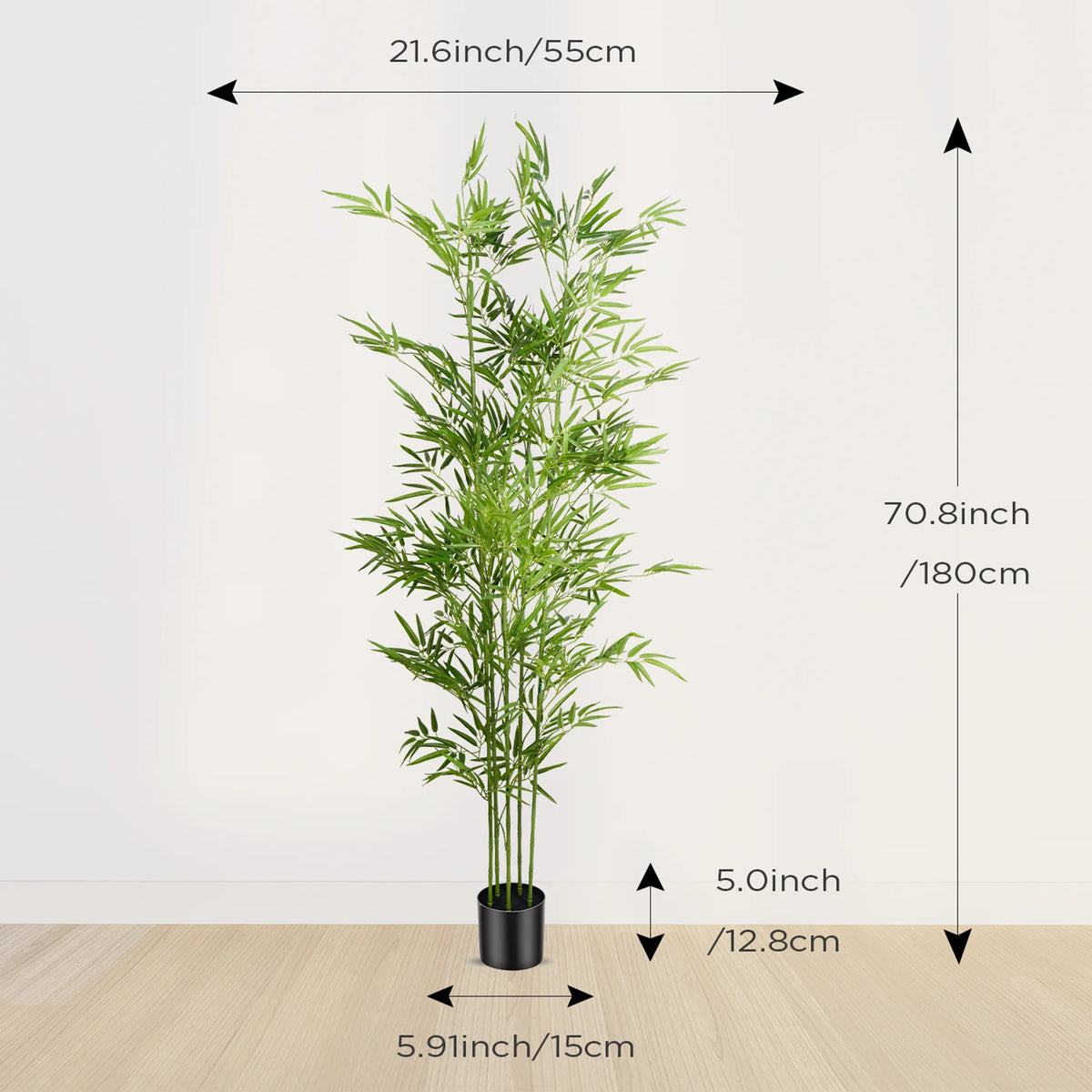 Artificial Bamboo Tree — 4–6 ft, Realistic Trunk & Leaves