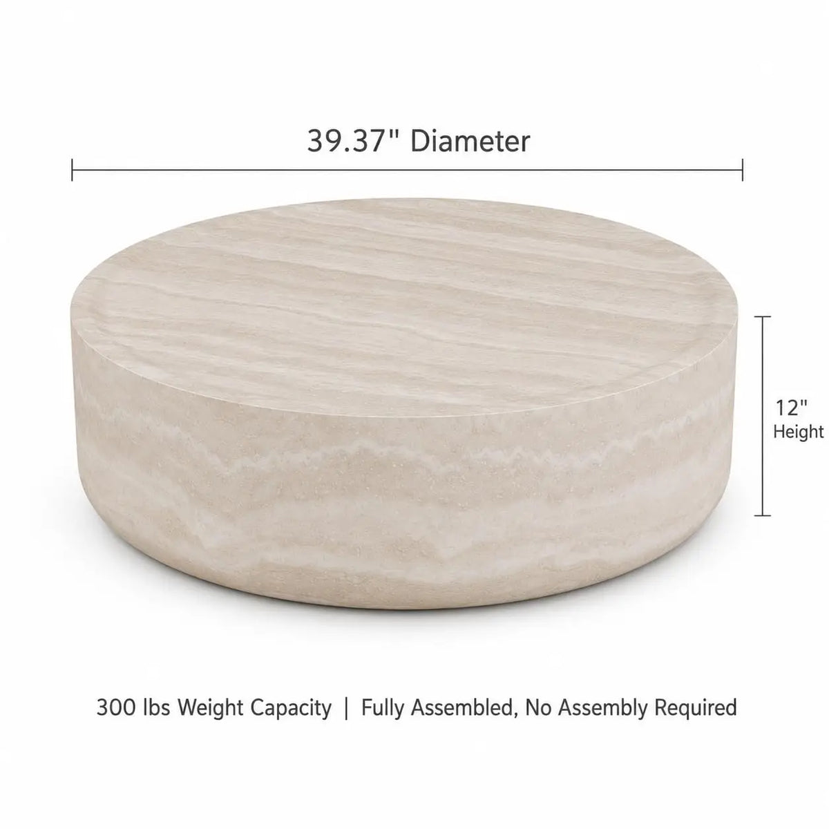 Travertine Round Coffee Table - Organic Modern