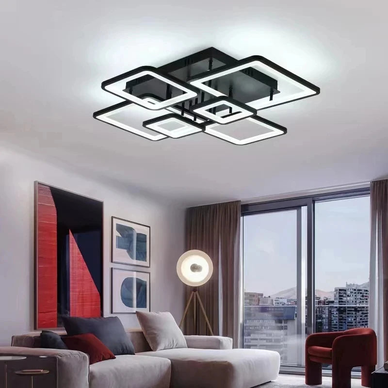 Black grid LED ceiling light — alternate product view