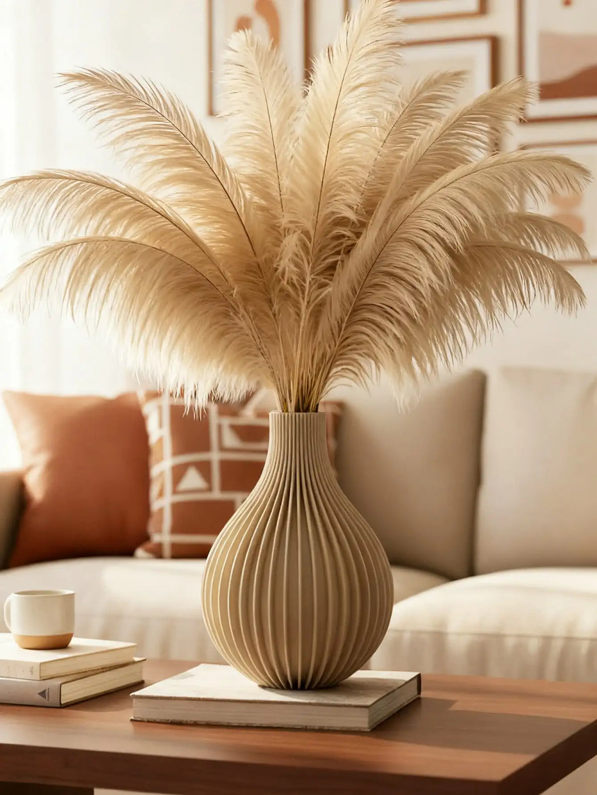 Ribbed Slender-Neck Vase — Matte Minimal