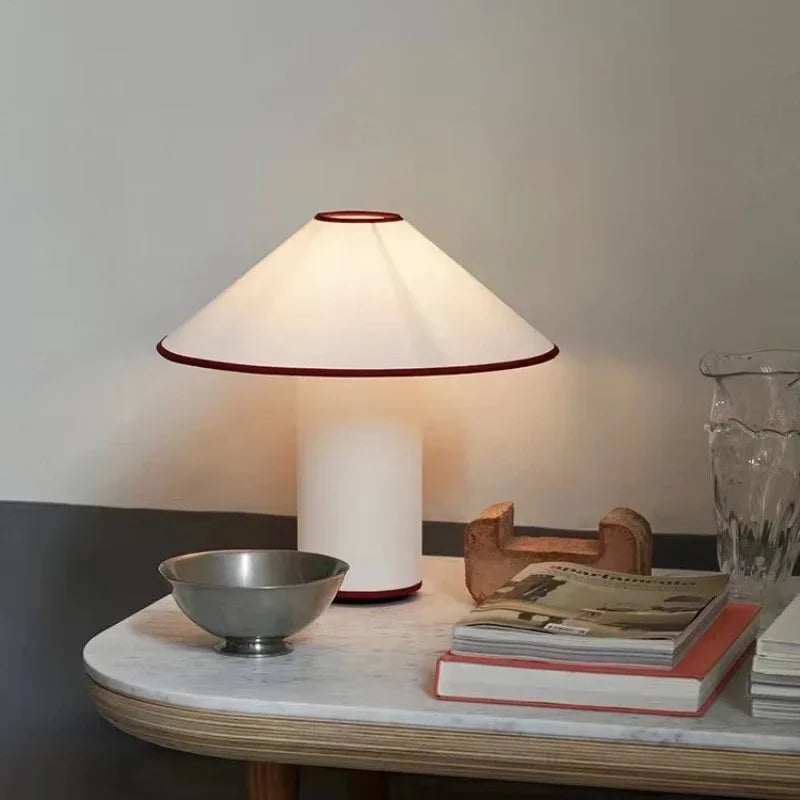 Cream fabric floor lamp — side angle